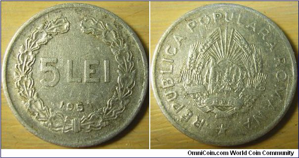 Romania 1951 5 lei. Special thanks to Banivechi!