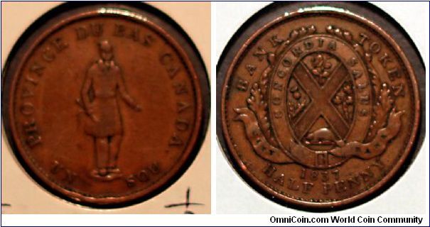 Lower Canada (Quebec) half penny