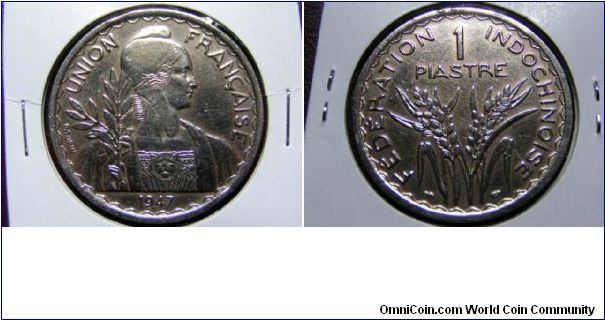 French Indo-Chine 1 Piastre Ni-Cu large coin