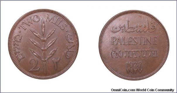 1927 Palestine 2 mils