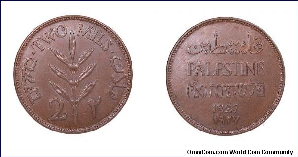 1927 Palestine 2 mils