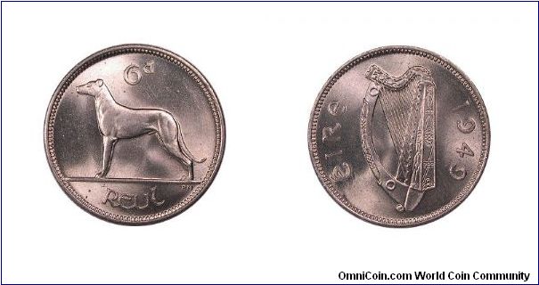 1949 nickel 6 pence.