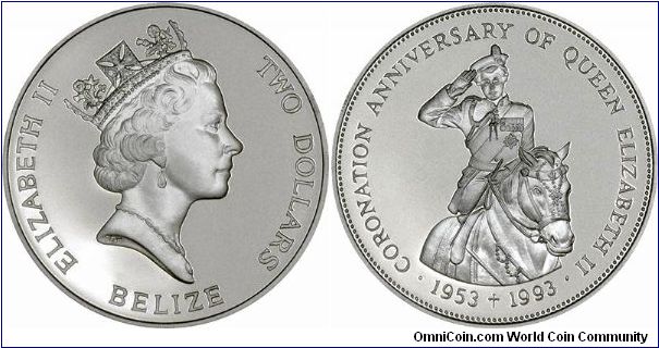 Part of an 18 coin silver proof issue by 18 different countries to celebrate the 40th anniversary of Queen Elizabeth II's Coronation in 1953.