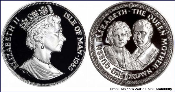 Queen Mother with her husband, George VI on silver proof crown.