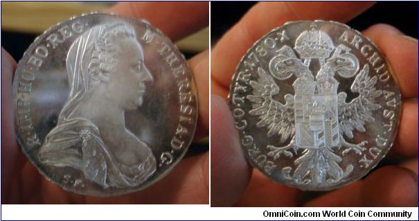 A proof-like Thaler, minted anywhere from 1780-current, but this issue is most likely only a few years old.