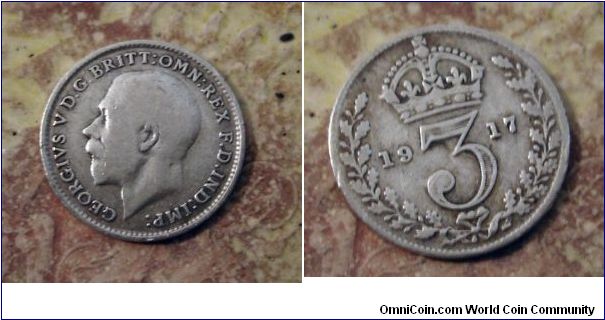 A 3 pence, maundy money coin.