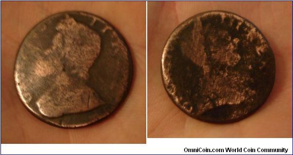 Unknown year, it is around 1770's-1780's. It's two half penny head sides soldered together. I don't know why they did it really, neat though.