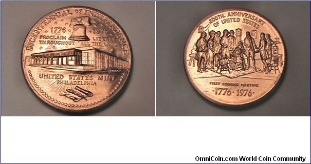 Bicentennial of Independence 1776-1976, Proclaim liberty throughout the land. UNITED STATES MINT PHILADELPHIA
200TH ANNIVERSARY OF THE UNITED STATES FIRST COINING MEETING. bronze