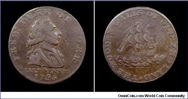 Duke of York - Halfpenny token - Mm. 29 - Copper