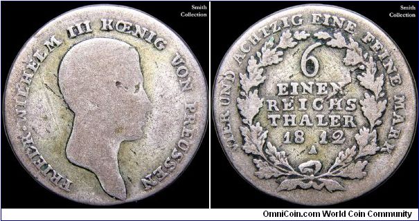 1/6 Thaler, Prussia. Berlin mint.                                                                                                                                                                                                                                                                                                                                                                                                                                                                                   