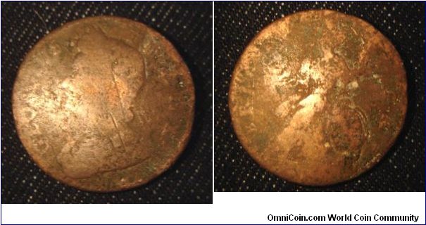 Colonial half penny, George II from sometime in the 1740's or 50's.