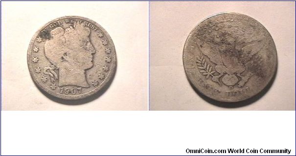 1907-D US BARBER HALF DOLLAR
0.900 silver