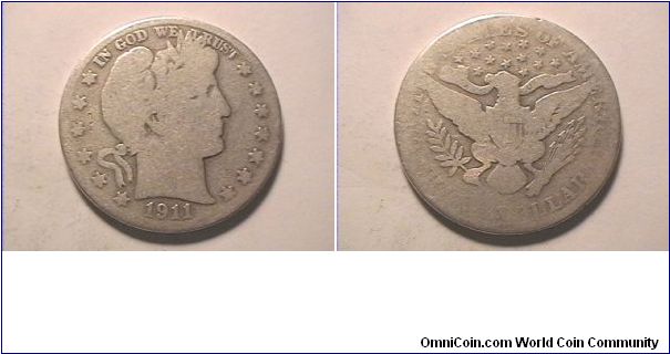 US 1911 BARBER HALF DOLLAR.
0.900 silver