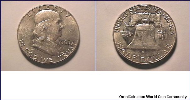 US 1963-D FRANKLIN HALF DOLLAR. 0.900 silver