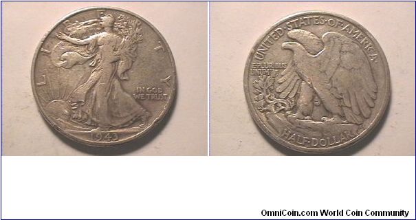 US WALKING LIBERTY HALF DOLLAR. 0.900 silver