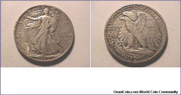 US 1945-D WALKING LIBERTY HALF DOLLAR. 0.900 silver