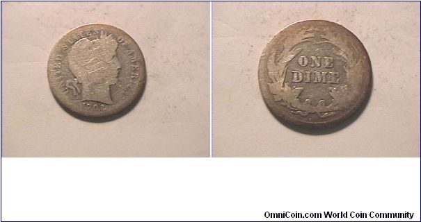US 1906 BARBER DIME.
0.900 silver
