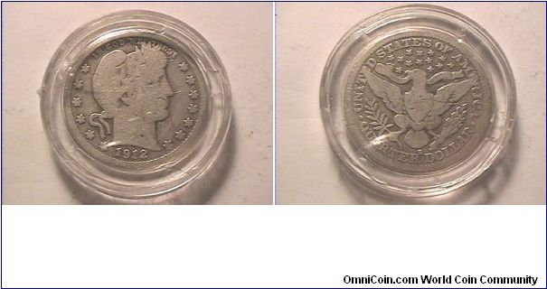 US 1912-S BARBER QUARTER DOLLAR. 0.900 silver