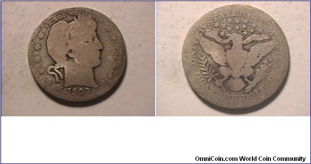 US 1909 BARBER QUARTER DOLLAR. 0.900 silver