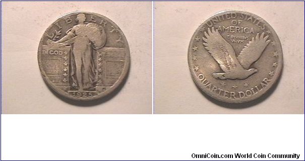 US 1925 STANDING LIBERTY QUARTER DOLLAR. 0.900 silver
