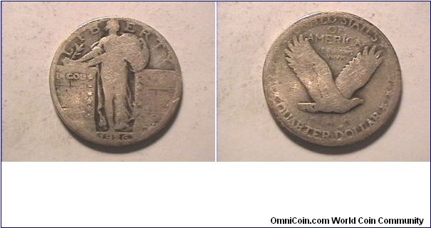 US 1926 STANDING LIBERTY QUARTER DOLLAR. 0.900 silver