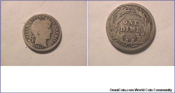 US 1911 BARBER DIMES.
0.900 silver