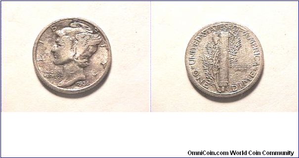 US 1936 MERCURY DIME.
0.900 silver
