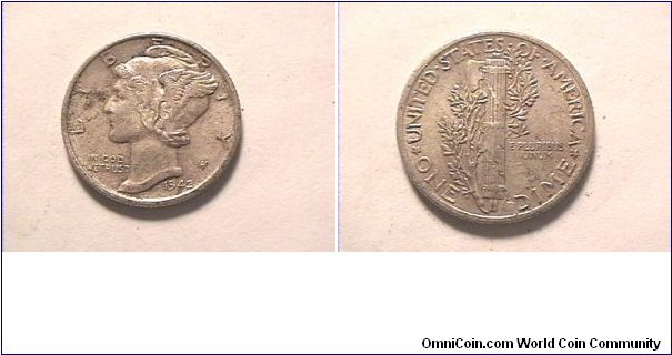 US 1942 MERCURY DIME. 0.900 silver