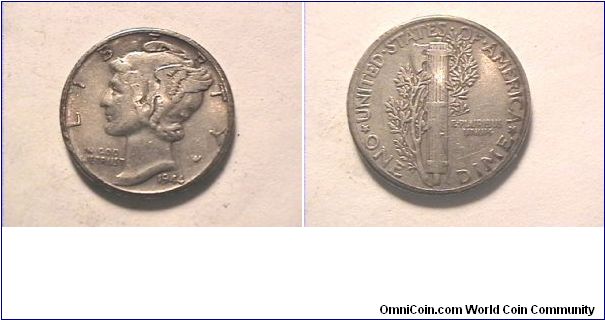 US 1944 MERCURY DIME. 0.900 silver