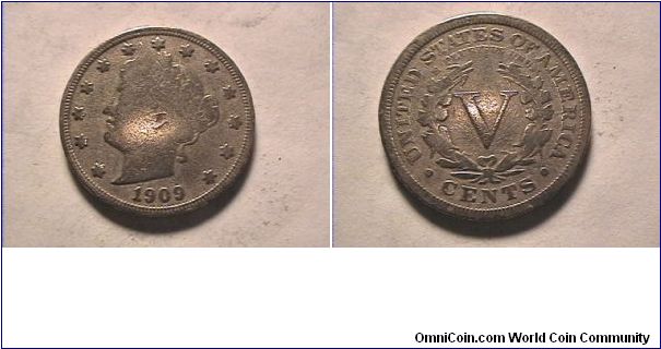 US 1909 LIBERTY HEAD NICKEL

copper nickel