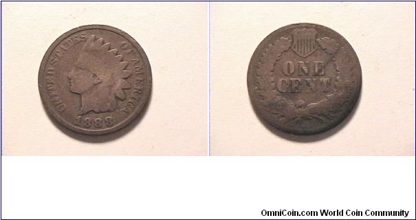 US 1888 INDIAN HEAD CENT

copper