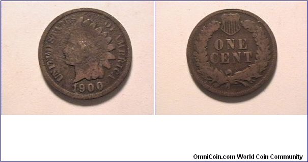 US 1900 INDIAN HEAD CENT.

copper