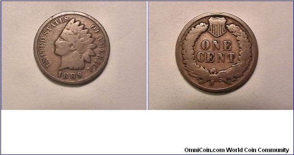US 1889 INDIAN HEAD CENT. Copper