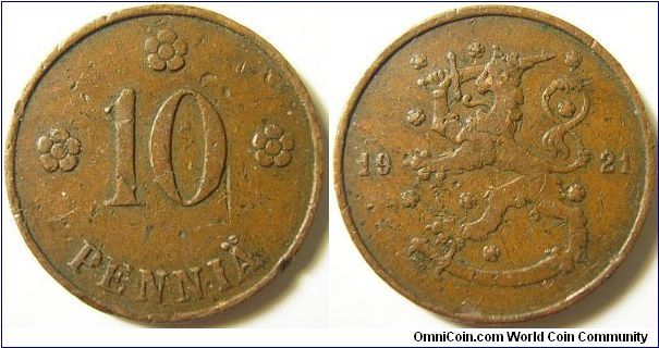 Finland 1921 10 pennia.