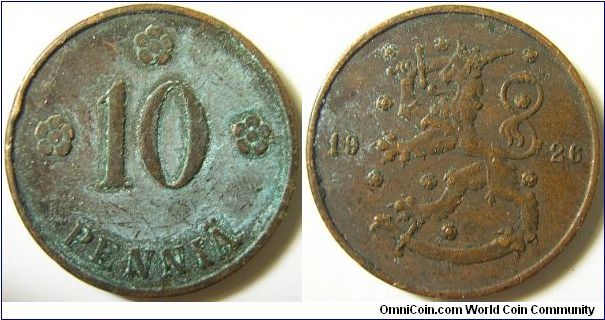 Finland 1926 10 pennia.