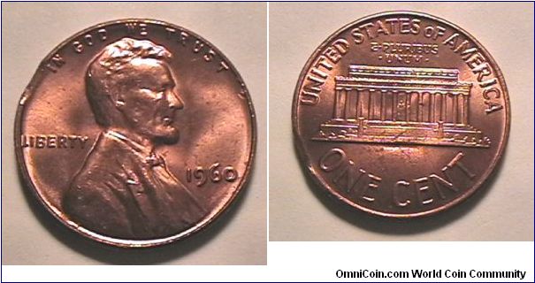 US 1960 LINCOLN CENT, CLIPPED AT UPPER LEFT EDGE