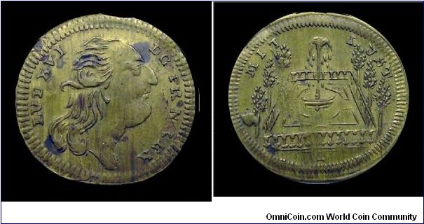 Louis XVI (Mit lust).
Mm. 25x22 - Brass jetton