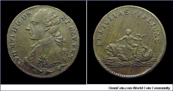 Louis XVI (Felicitas publica).
Mm. 24 - Brass jetton