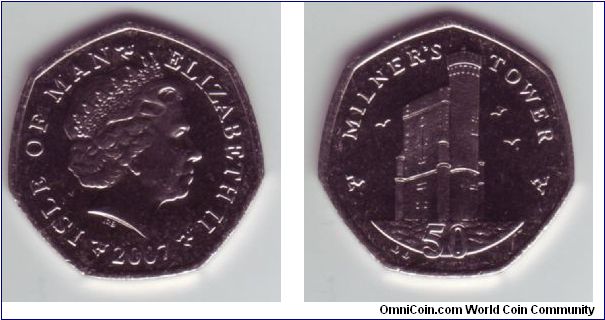 Isle Of Man - 50p - 2007

Brand new, uncirculated 50p coin from the IOM, this time depicting the Milner's Tower