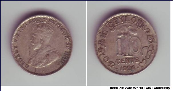 Ceylon - 10c - 1924

Simple little coin showing image of native tree