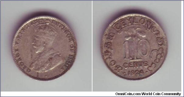 Ceylon - 10c - 1924

Simple little coin showing image of native tree