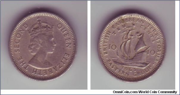 East Caribbean States - 10c - 1965

Early example of the 10c coin with the alternative Type 1 coin
