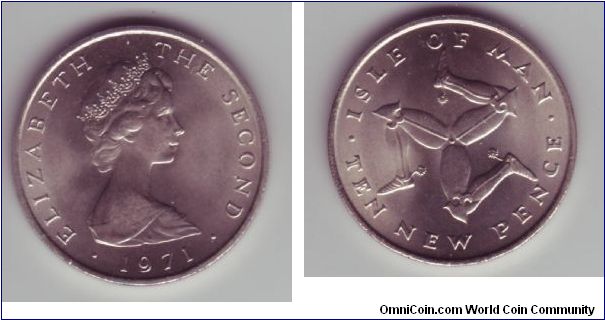 Isle Of Man - 10p - 1971

Showing the Three Legs of Man, the official arms of the IOM