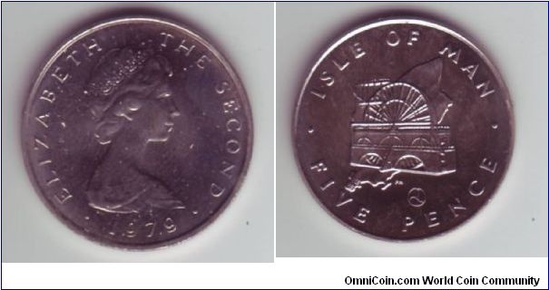Isle Of Man - 5p - 1979

design showing the Laxey Wheel, which was built in 854 to pump water from Laxey Mines