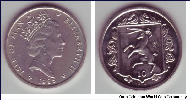 Isle Of Man - 10p - 1985

Design showing a represenation of a Loaghtyn Ram