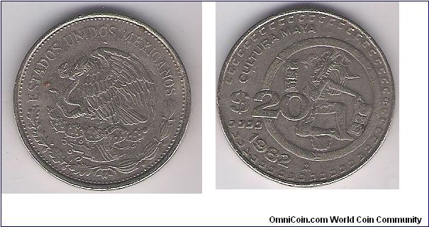 Mexico 1982 $20 peso coin.