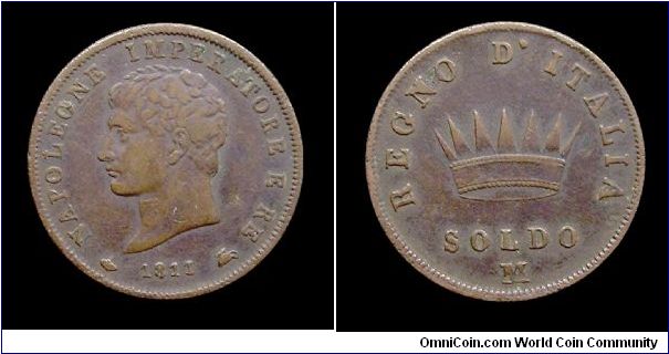 Napoleonic Kingdom of Italy - 1 Soldo - Milan mint