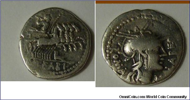 A q fabius labeo Roman Silver Denarius from 124 BC