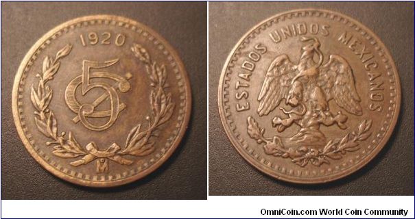 1920 5 Centavos, Mexico.