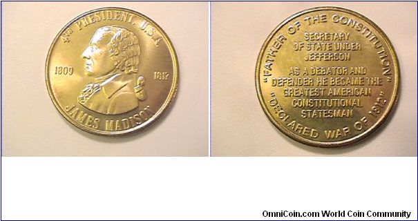 4th US President James Madsion medal